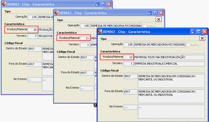 Processos 69 O correto seria o indicador no cadastro do produto 06.01.0004 estar como 13.