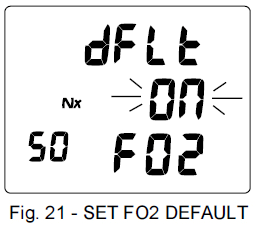 CompuMask Guia Rápido Configurando o FO2 Pressione o botão A estando em SETF e a tela irá mudar para a da fig 20 que é a configuração para ar Pressione o botão S quantas vezes forem necessárias para