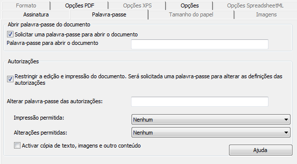 Secção 9: Guardar documentos documentos e uma palavra-passe que restringe modificações nos documentos. Proteger documentos PDF com palavra-passe: Clique no botão Formato no grupo Exportação.