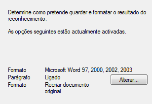 Readiris TM 14 - Manual de utilizador Passo 4: Seleccione o Formato de exportação e (Nuvem) Destino. Por predefinição, os documentos são guardados como ficheiros Microsoft Word.