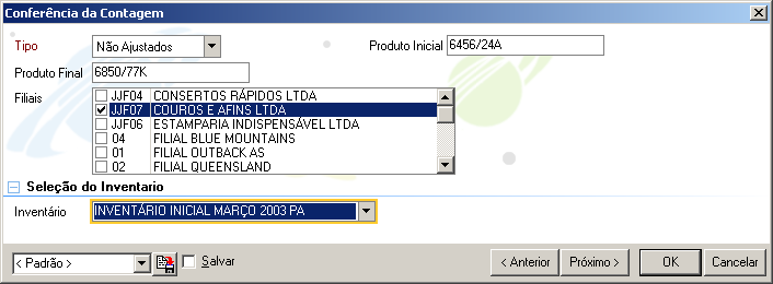 Figura 48 Item 2 6.8. Relatório 71 Conferência da Contagem O resultado deste relatório será a listagem das quantidades digitadas referentes à contagem física realizada para o inventário.