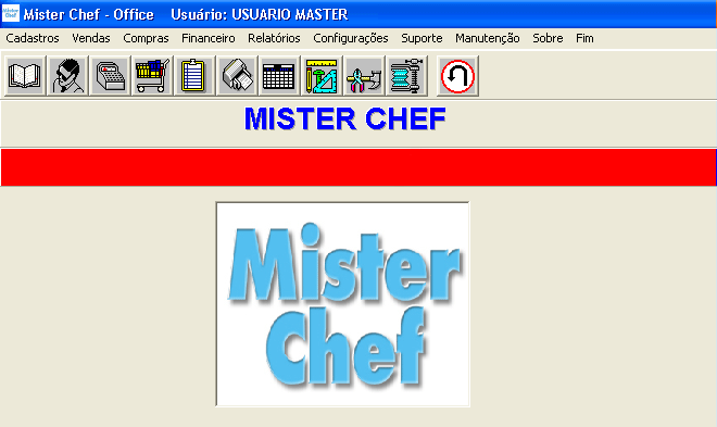 pg.11 Tela do Mister Chef Principal Funções do Mister Chef Principal Cadastros Vendas Compras Financeiro Relatórios Configurações Suporte Manutenção Sobre Cadastros No menu Cadastros