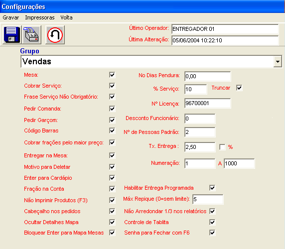 Tela de Configurações - Serial/Kilo Esta tela é utilizada para definir a configuração da serial do PC para a utilização de