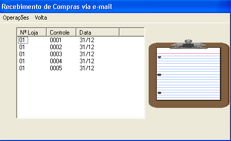 pg.212 "Manutenção">"Importação">"Importar Compras via E-mail" ou pressione as teclas + e aguarde até que seja feita a verificação dos arquivos recebidos pelo Outlook Express. 2.