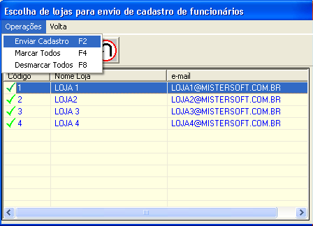 pg.215 Tela de Seleção das Lojas Para Envio 3. Para saber como importar os dados quando o mesmo chegar na loja, clique aqui.