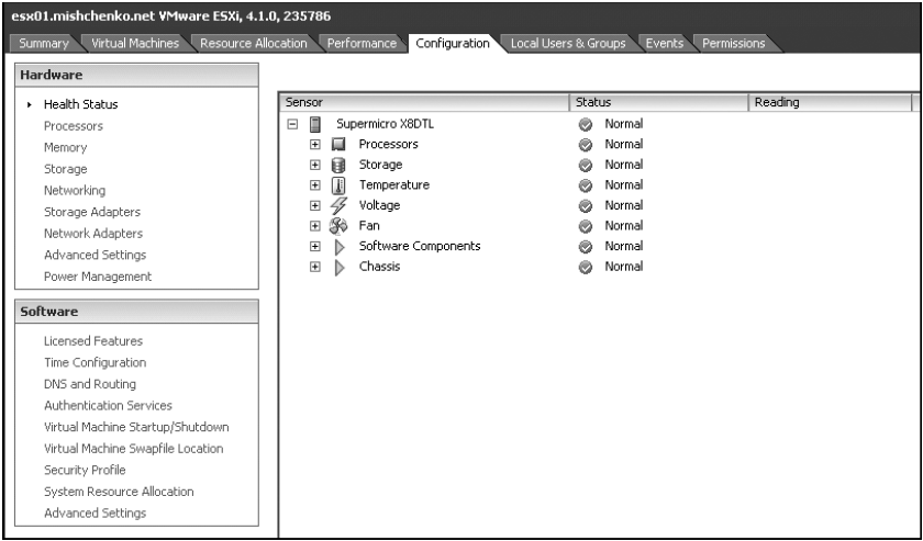 40 Através desta console, é possível verificar as informações e status referentes aos componentes de hardware do host (processador, disco, memória, etc), acessar e gerenciar as máquinas virtuais.