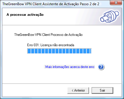 Instalar o Cliente VPN IPSec TheGreenBow 11 2.4.4 Problemas de Activação Podem ocorrer erros durante o processo de activação.