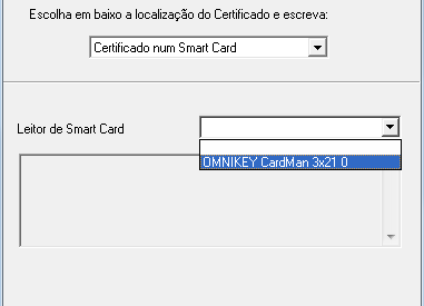 Painel de Configuração 51 Leitor SmartCard Reader iniciará e o código PIN será pedido. Coloque o seu 'código PIN SmartCard ' e clique 'OK'.