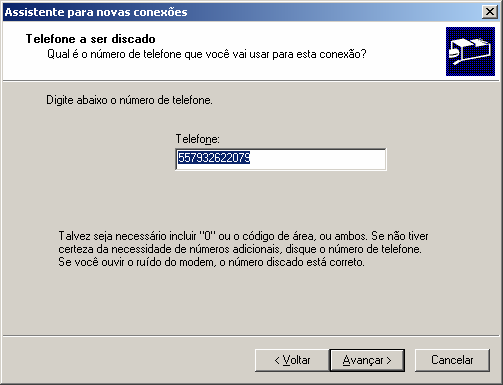 58 Ilustração 19 - Definindo número de discagem da conexão Fonte: Elaboração própria (2010) Adicionalmente, pode criar um atalho na área de trabalho (desktop), para facilitar e agilizar o acesso à