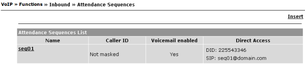 4.9 VoIP 145 de um ficheiro de voicemail personalizado (apenas nos formatos.mp3 ou.wav ); Figura 4.60: VoIP - Definições de Sequência Pode ver-se na Figura 4.61 uma lista de sequências de atendimento.