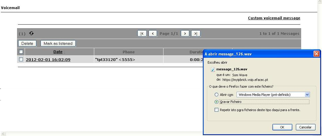 321 Quando alguém deixa uma mensagem no seu voicemail, é dada a entrada desse registo neste interface (figurename 15.6). Figura 15.