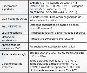 SG 2404 MR SF 2842 MR SF 1600 D Switch 16 portas Fast Ethernet com QoS SG 2400 QR SG 2620 QR SG 800 C SF 2400 QR SF 1600 D SF 800