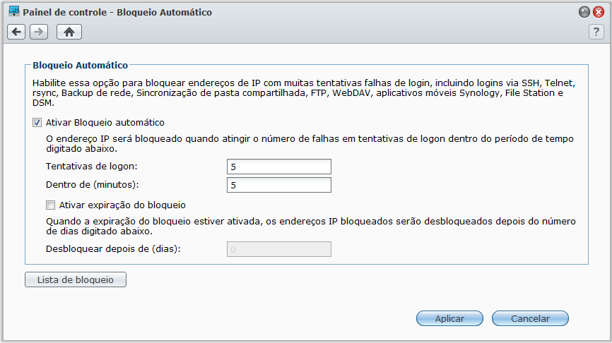 2 Clique em Criar para abrir a janela de configuração. Guia do Usuário de Synology DiskStation 3 Escolha uma opção na seção Portas.