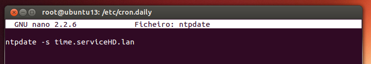 Configuração para que atualize a hora ao iniciar sessão Na pasta /etc/cron.