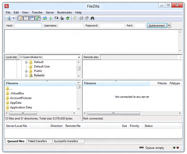 Conectando-se via SFTP Para efeito de aprendizado, vou usar o Filezilla, um cliente de FTP que suporta os protocolos FTP, FTP sobre SSL/TLS (FTPS) e SSH File Transfer Protocol (SFTP), roda em