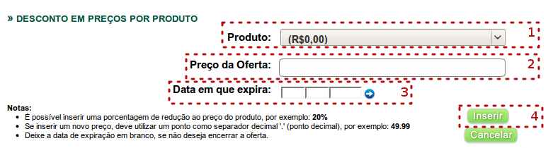 Descontos em preços por produtos. Na pagina que abrir clique no botão Novos Produtos.