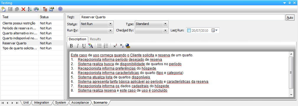 3. Clique com o botão direito do mouse e escolha na área de teste de cenário e selecione a opção Import element scenario(s). A seguinte tela será apresentada: 4.