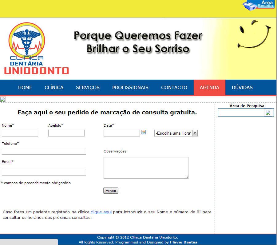 Para implementar essa agenda, fez-se uso do CalendarSite [13] que é uma aplicação Web (WebForm)