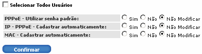 Será exibida a seguinte tela: Entendendo a janela: 1-Usuários: Selecione os usuários que serão modificados.