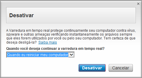 Na opção Quando você deseja continuar a varredura em tempo real?