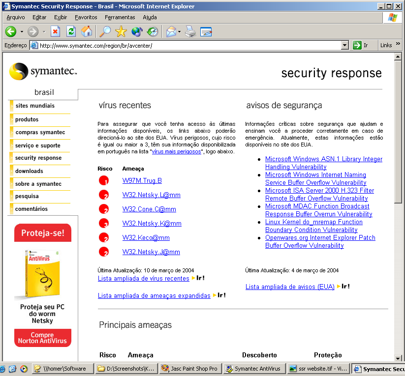 Introdução ao Symantec AntiVirus Como o Symantec AntiVirus reage a vírus e a outras ameaças 9 A Figura 1-1 mostra informações sobre a ameaça de uma ferramenta de hacker e as sugestões fornecidas pelo