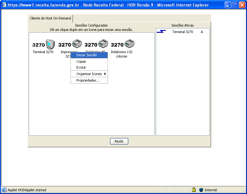 4.3.4. Configurando uma nova sessão de impressora no HOD Clique com o botão direito do mouse sobre uma das sessões de impressora