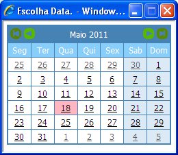 Para seleção de datas basta clicar no ícone bastando selecionar uma Data.. Será exibido calendário, Figura 17.