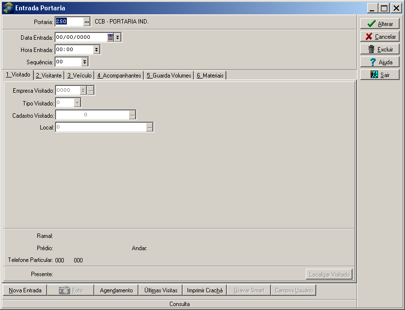d) Sw Ronda Acesso Controle Entrada de Visitantes Acessar Menu Portaria > Visitantes > Entrada de Visitantes Figura 18.
