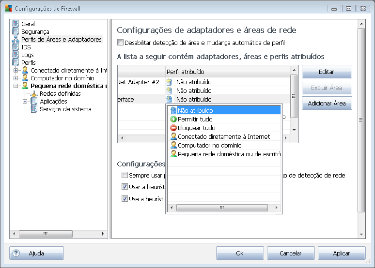 Permitir modificação de configurações - especifique quem tem permissão para alterar a configuração do Firewall.