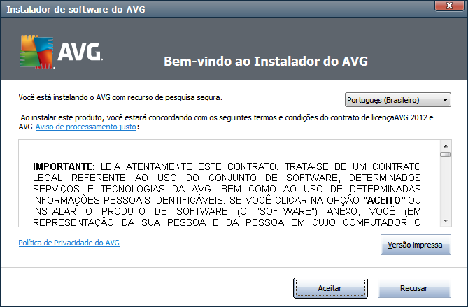 3. Processo de instalação do AVG Onde posso obter o arquivo de instalação? Para instalar o AVG Internet Security 2012 em seu computador, você precisa obter o arquivo de instalação mais recente.