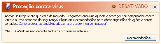 Perguntas Frequentes, Dicas Observação Para que o Centro de Segurança do Windows reconheça seu produto Avira como atualizado, deverá ser feita uma atualização após a instalação Atualize o sistema