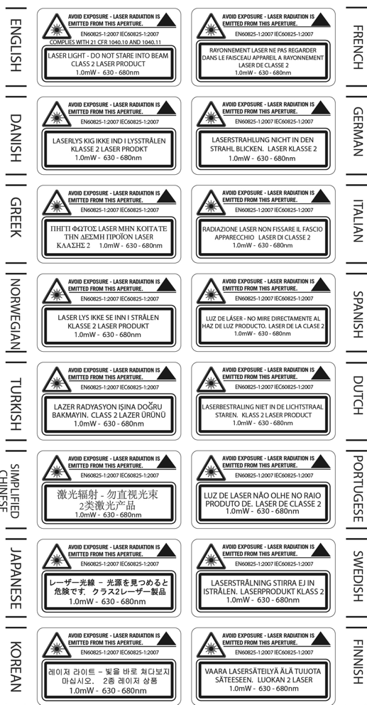 Declaração de segurança de luz laser Aviso: Este produto usa a luz do laser.