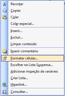 Formatação de Planilhas Este é um recurso que permite alterar a forma como os dados, as células, as figuras e os gráficos estão sendo apresentados.