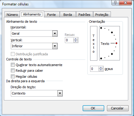 As opções de configuração estão descritas a seguir.