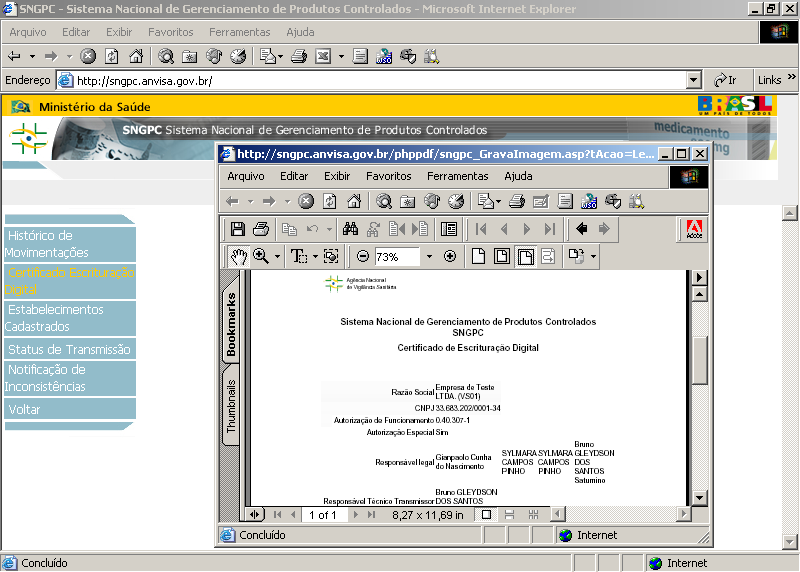 Sistema Nacional de Gerenciamento de Produtos Para Controlados imprimir o