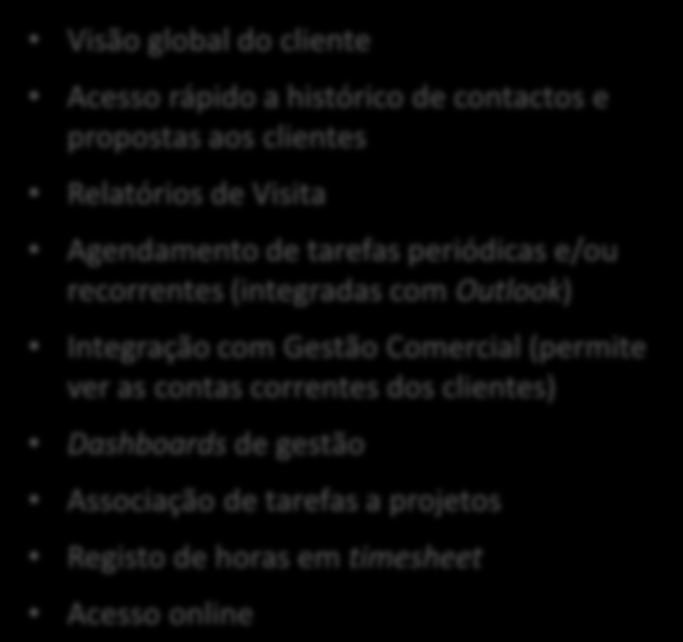 Principais Desafios e Melhores práticas Principais desafios Melhores práticas 1 Clientes Visão parcial do cliente Visão global do cliente Acesso rápido a histórico de contactos e propostas aos