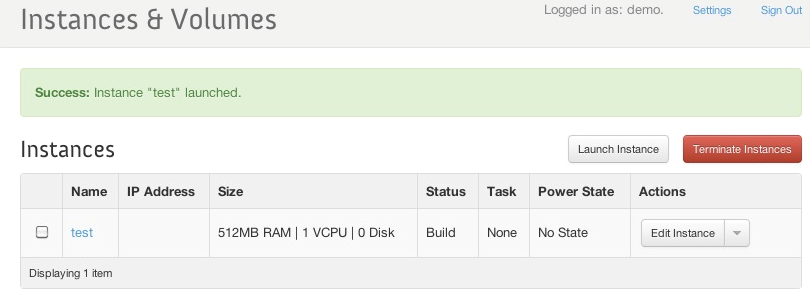 74 nova-compute, nova-api, nova-volume, nova-network; e os demais computadores executaram o hypervisor, responsável pelo processamento das máquinas virtuais, conforme pode ser observado na Figura 27.