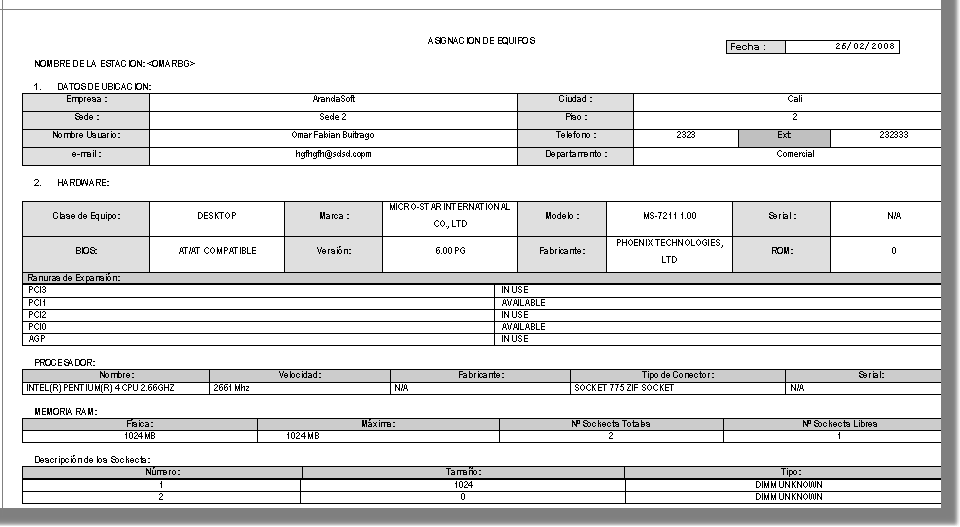 (Imagem Nº 64). 3. Localize-se sobre a aba [Hardware] e da lista que aparece, selecione os dispositivos que deseja sejam reportados.