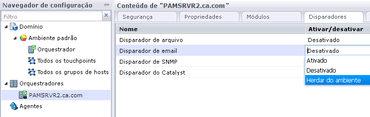 Como configurar e usar disparadores Usar a seguinte abordagem para implementar disparadores: 1. Configure os disparadores no nível do Domínio. Essas configurações não são herdadas por padrão.