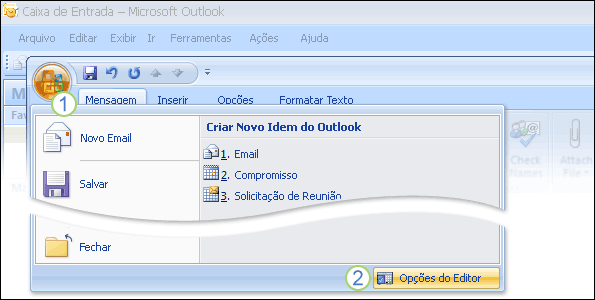 Atividade Pesquise a faixa de opções do Outlook para melhor usufruir do correio eletrônico. A Faixa de Opções é dividida em guias, e cada guia representa um tipo de tarefa.