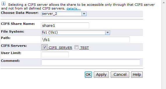 Diretrizes de Configuração do VSPEX 7. Selecione o servidor CIFS que fornecerá acesso ao compartilhamento, como mostrado na Figura 66. 8.
