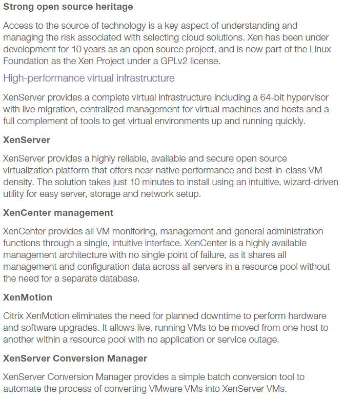 Características do Citrix XenServer B2 Infrastrutura virtual de Alto