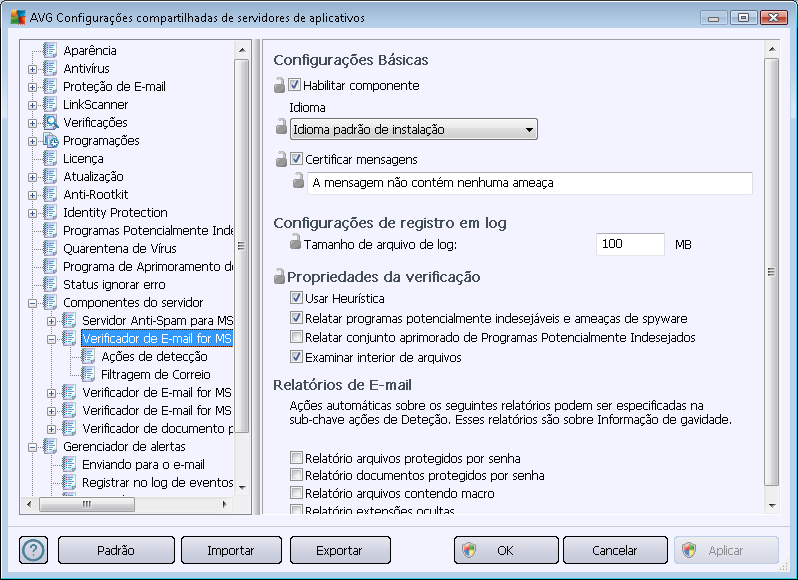 10.3.3. Verificador de E-mail para MS Exchange (TA de roteamento) Este item contém configurações do Verificador de E-mail para MS Exchange (transporte de agente de roteamento).