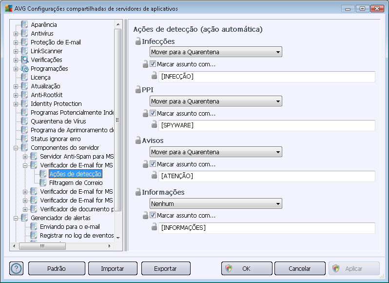 proteção contra os tipos básicos de spyware, sempre mantenha a caixa anterior selecionada.