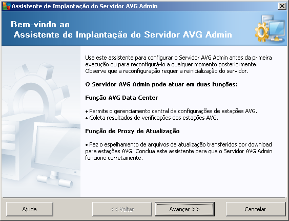 3. Assistente de implantação do AVG Admin Server O Assistente de implantação do AVG Admin Server será inicializado imediatamente após a instalação do AVG Anti-Virus Business Edition 2012.