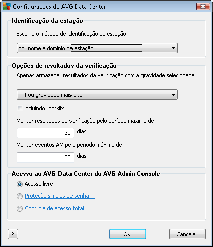 Essas requisições são armazenadas no AVG DataCenter e depois são distribuídas pelo AVG Admin Server para cada estação do grupo selecionado.