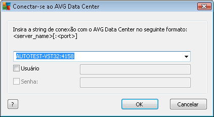 A estrutura da string de comunicação geral é http://endereço_servidor:porta, onde: endereço_servidor é o nome/endereço de um servidor no qual o AVG Admin Server é executado.