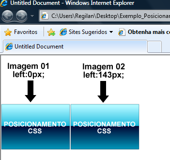 Para que as imagens não sejam sobrepostas, podemos alterar o código CSS para a seguinte forma: #pos2{ position:absolute; top:100px; left:143px; Como a imagem apresenta