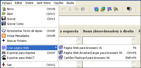 31 JMatch Exercícios de correspondências A informação do exercício será inserida em duas colunas. Na coluna da esquerda, a informação digitada apresentar-se-á no exercício de forma ordenada (e fixa).