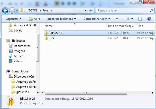 a. Em Variable name, insira o identificador JAVA_HOME. b. Em Variable value, insira o caminho de instalação do Java Development Kit C:\TOTVS\Java\jdk1.6.